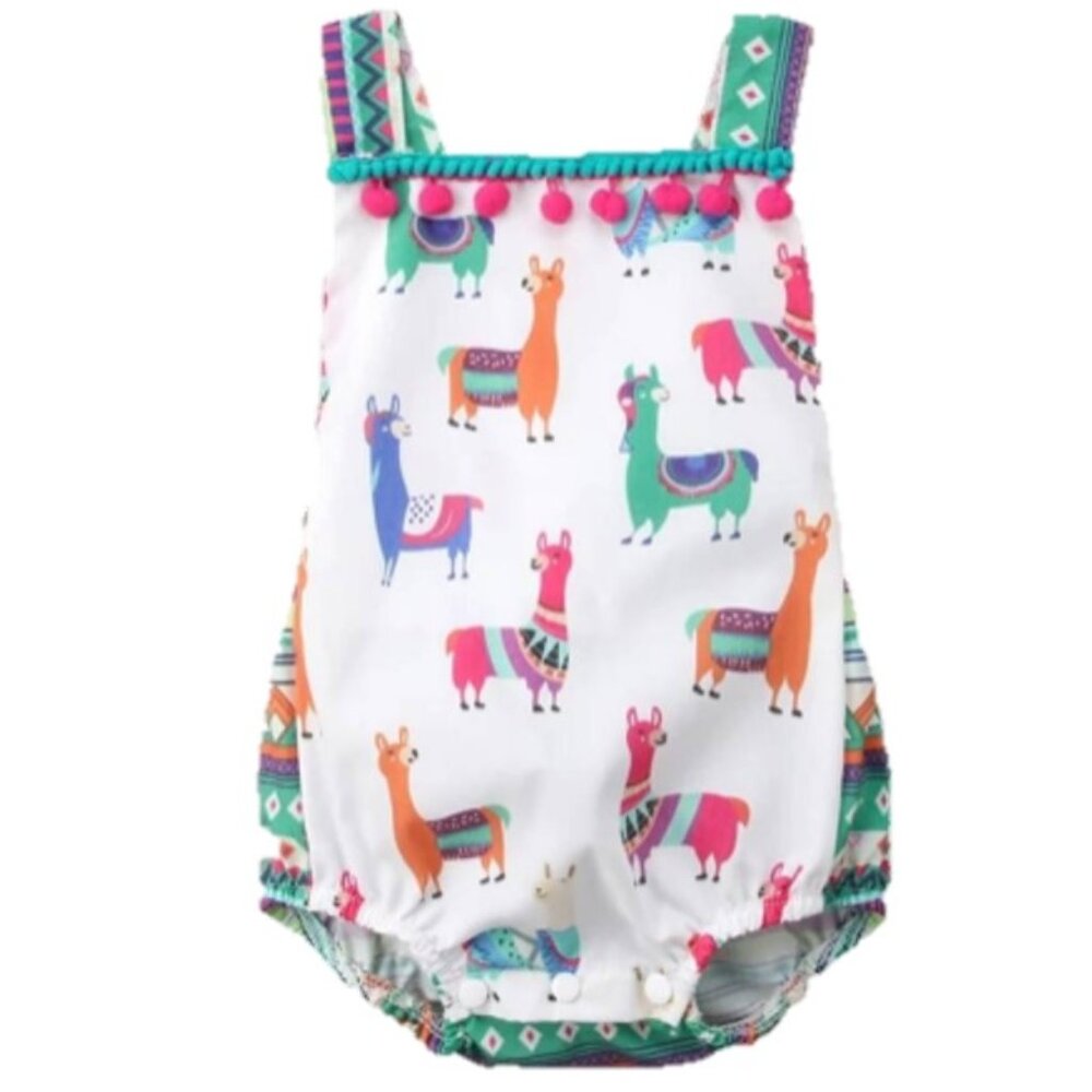 Llama Girl Outfit Clothes Dress First Birthday Pink romper Mexican Fiesta Alpaca